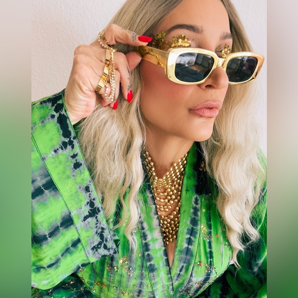 GYPSY GREEN SUSTAINABLE LUXURY TIEDYE KIMONO MINI W BELT & HEADSCARF - Picture 8 of 11